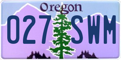 OR license plate 027SWM