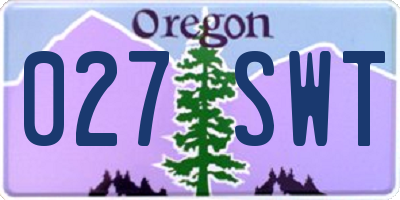 OR license plate 027SWT