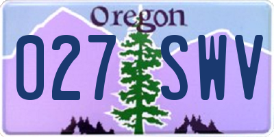 OR license plate 027SWV