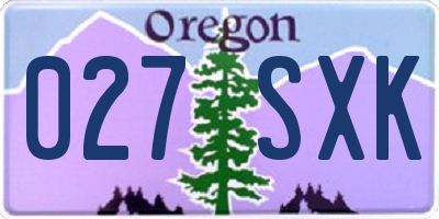 OR license plate 027SXK