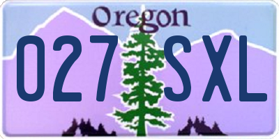 OR license plate 027SXL