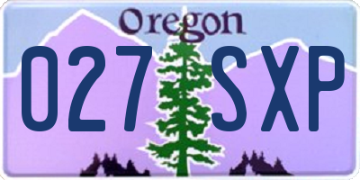 OR license plate 027SXP