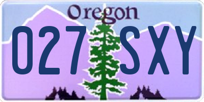 OR license plate 027SXY