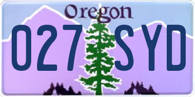 OR license plate 027SYD