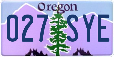 OR license plate 027SYE