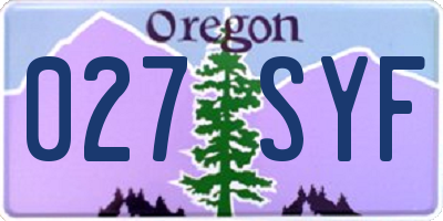 OR license plate 027SYF