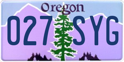 OR license plate 027SYG