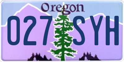 OR license plate 027SYH