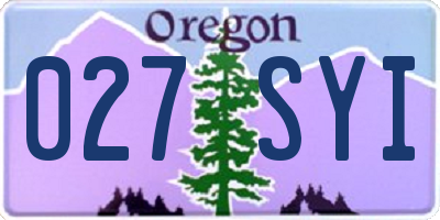 OR license plate 027SYI