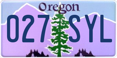 OR license plate 027SYL