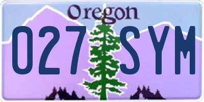 OR license plate 027SYM