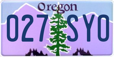 OR license plate 027SYO