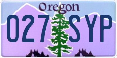 OR license plate 027SYP