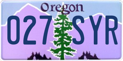 OR license plate 027SYR