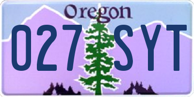 OR license plate 027SYT