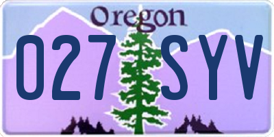 OR license plate 027SYV