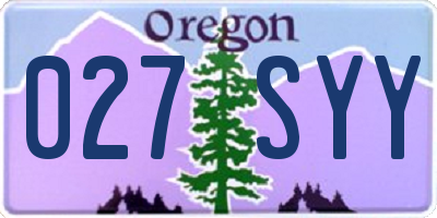 OR license plate 027SYY