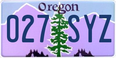 OR license plate 027SYZ