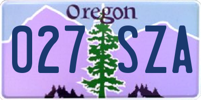 OR license plate 027SZA