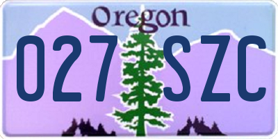 OR license plate 027SZC