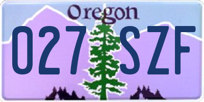 OR license plate 027SZF