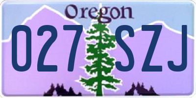 OR license plate 027SZJ