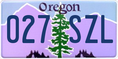 OR license plate 027SZL