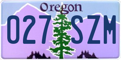 OR license plate 027SZM