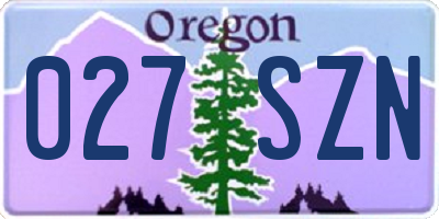 OR license plate 027SZN