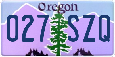 OR license plate 027SZQ