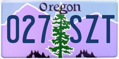 OR license plate 027SZT