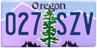 OR license plate 027SZV
