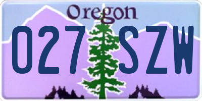 OR license plate 027SZW