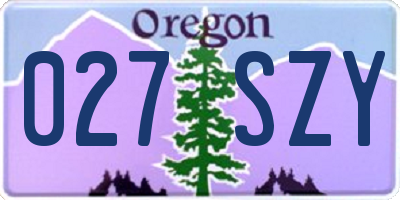 OR license plate 027SZY