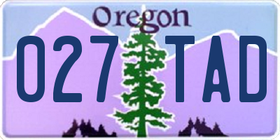 OR license plate 027TAD