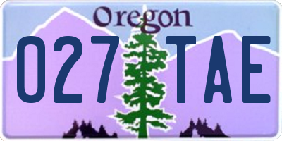OR license plate 027TAE