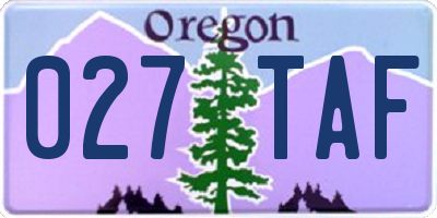 OR license plate 027TAF