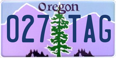 OR license plate 027TAG