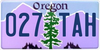 OR license plate 027TAH