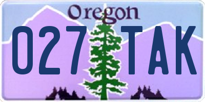 OR license plate 027TAK