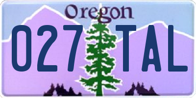OR license plate 027TAL