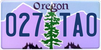 OR license plate 027TAO