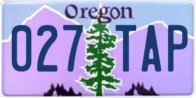 OR license plate 027TAP