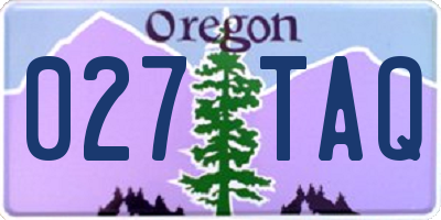 OR license plate 027TAQ