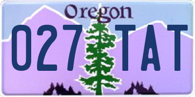OR license plate 027TAT