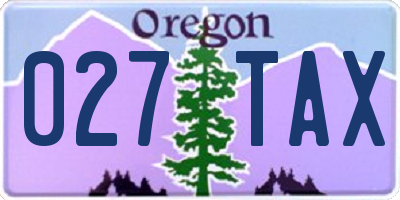 OR license plate 027TAX