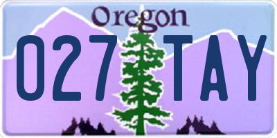 OR license plate 027TAY