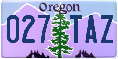 OR license plate 027TAZ
