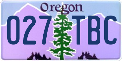 OR license plate 027TBC
