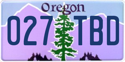 OR license plate 027TBD